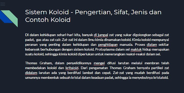 Sistem Koloid - Pengertian, Sifat, Jenis dan Contoh Koloid dalam kehidupan sehari-hari