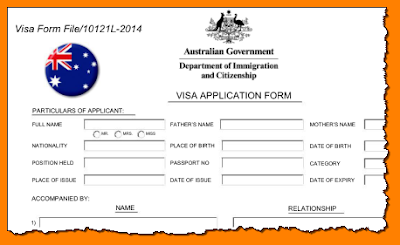Australian visa application form