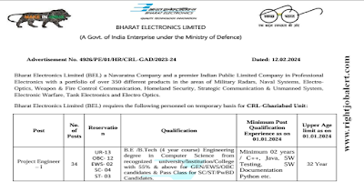 Project Engineer Jobs in Bharat Electronics Limited