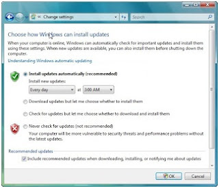 Menonaktifkan windows automatic update di windows vista