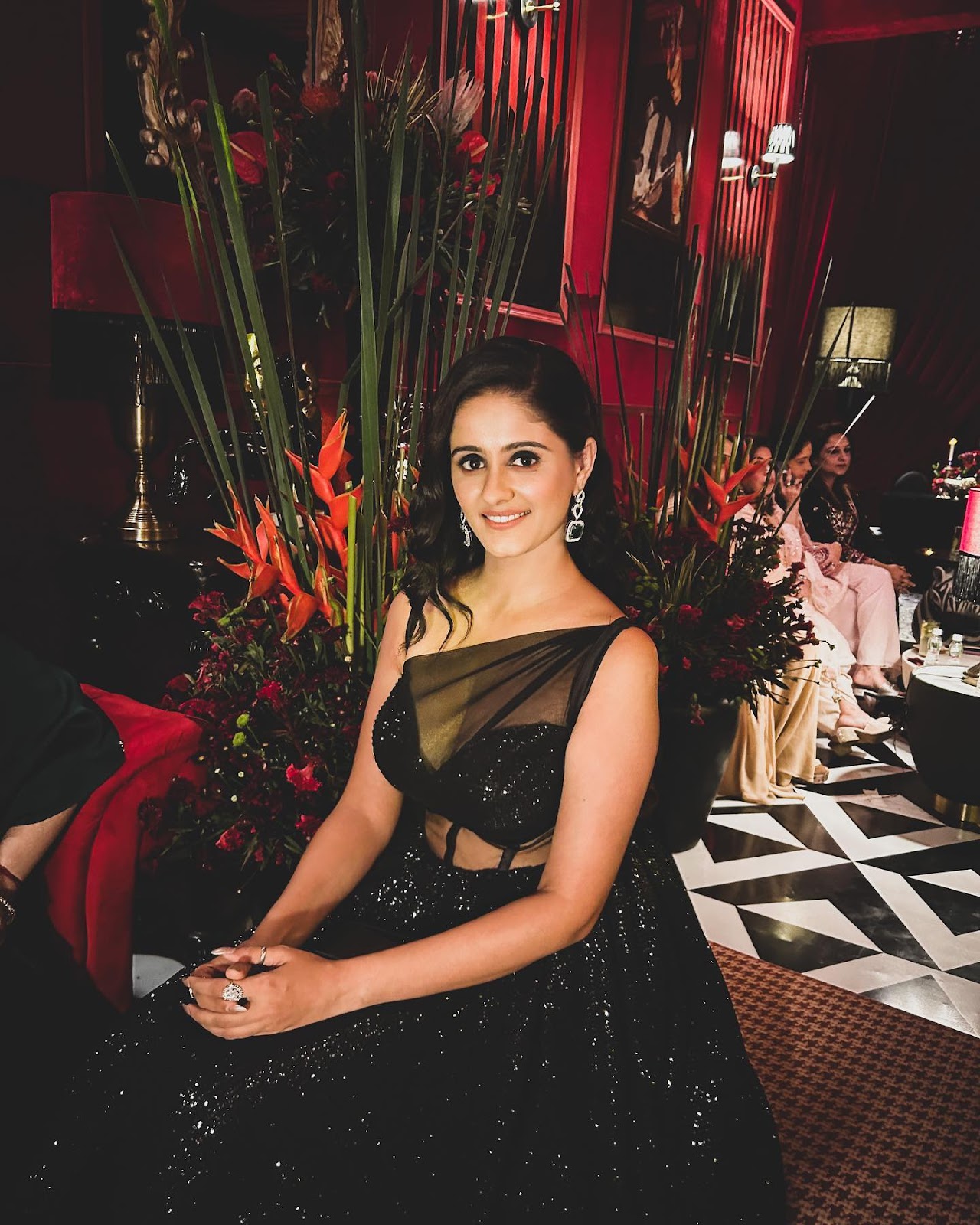 Ayesha Singh cleavage sheer black dress sai hot pics
