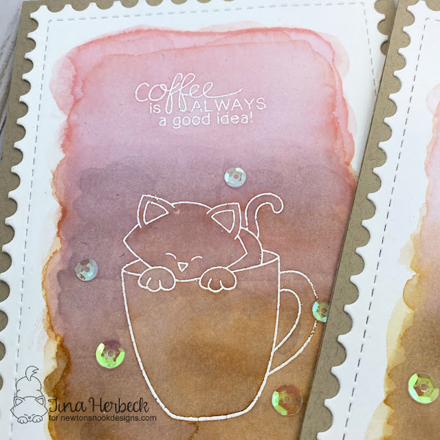 Coffee Card by Tina Herbeck | Newton Loves Coffee and Newton's Mug Stamp Sets and Framework Die Set by Newton's Nook Designs #newtonsnook #handmade