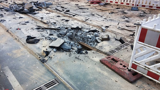 Baustelle Invalidenstraße / Chausseestraße, Strassenbauarbeiten, 10115 Berlin, 19.04.2014