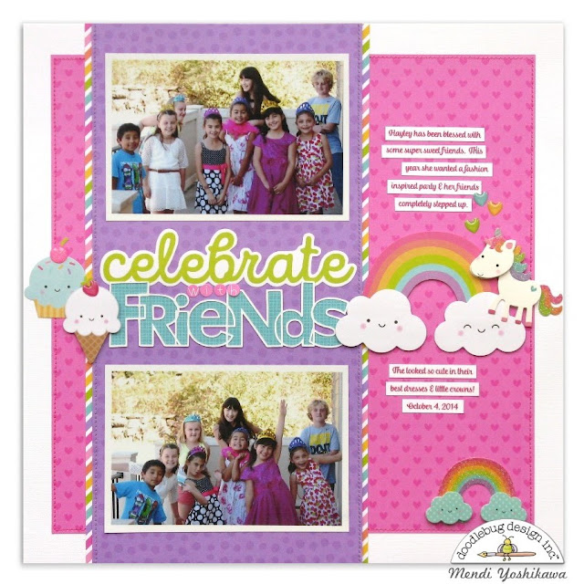 Doodlebug Design Fairy Tales Girls Birthday Scrapbook Layout by Mendi Yoshikawa