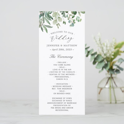  Greenery Eucalyptus Leaves Wedding Program