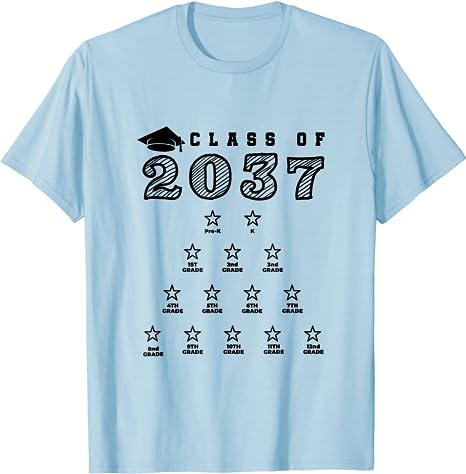 Class Of 2037 Grow With Me, Checkmarks Space, Class Of 2037 T-Shirt
