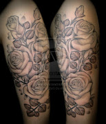Rose half sleeve tattoos for women