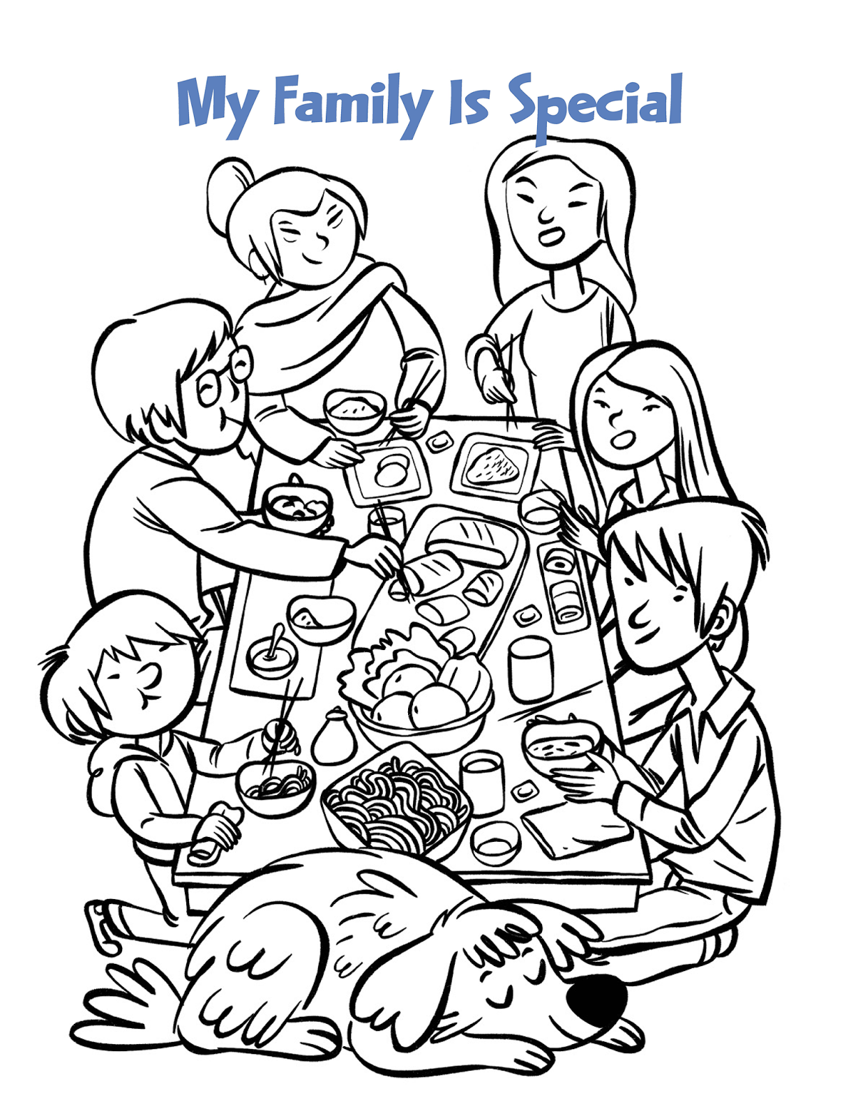  Gambar  Mewarnai Makan  Bersama Keluarga Tercinta