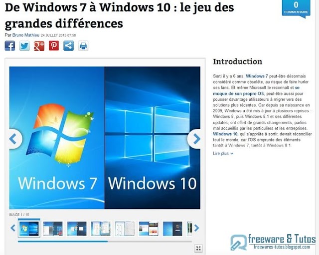  Le site du jour : comparatif Windows 7 vs Windows 10 avant la migration vers le nouvel OS de Microsoft