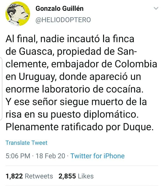 No fue incautada la narco finca del embajador del narco gobierno colombiano