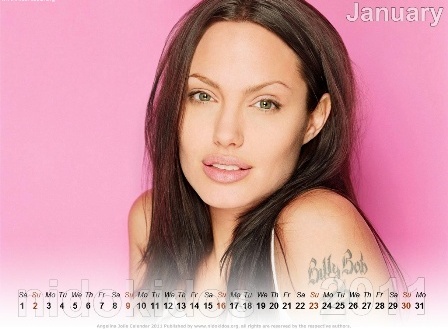 Find Hollywood Actress Calendar 2011 Angelina Jolie Desktop Calendar 2011