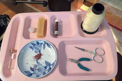 An organized beading tray