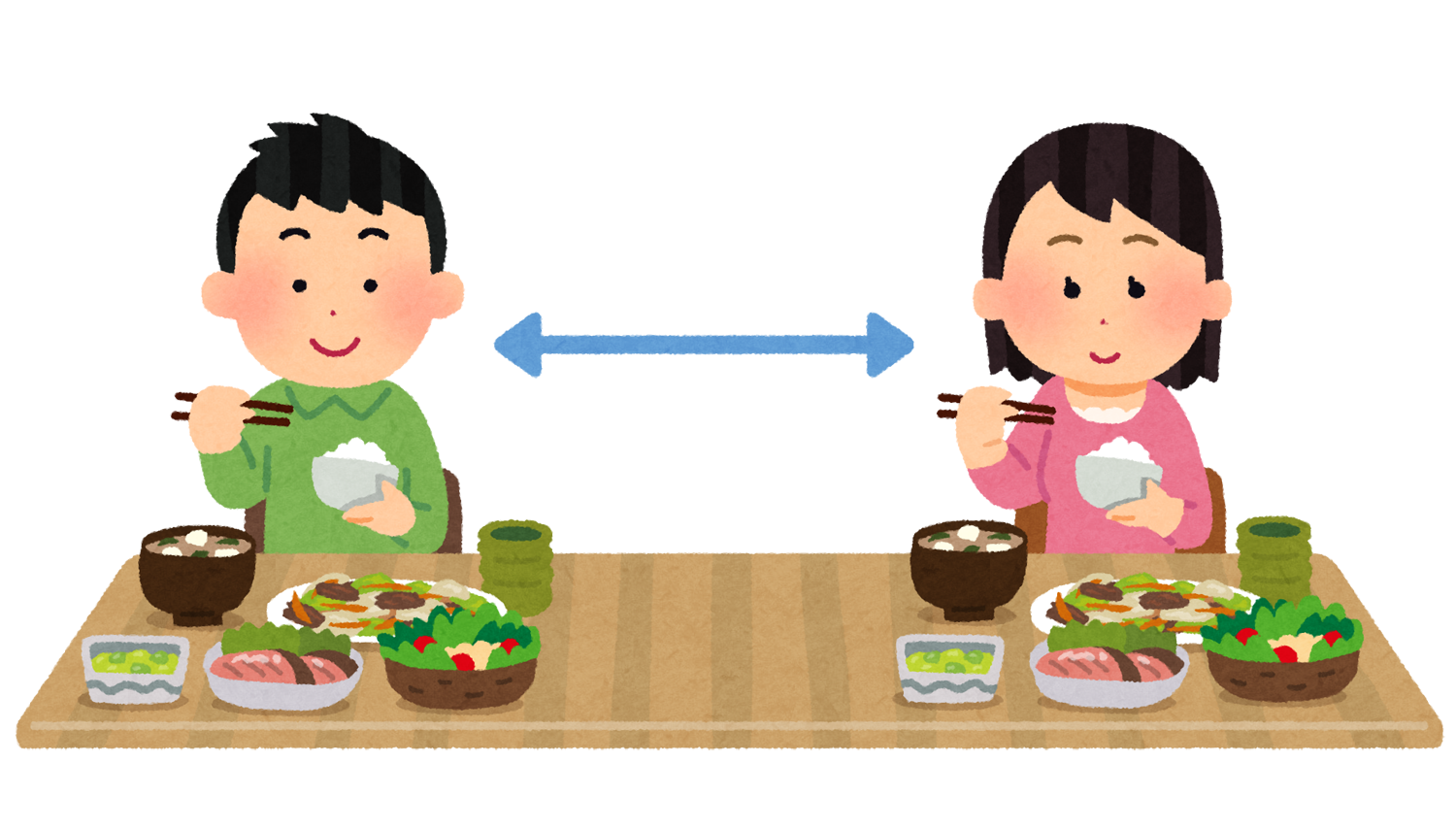 離れて食事をする人たちのイラスト かわいいフリー素材集 いらすとや