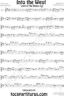 Partitura de Into the West para Oboe Partitura de Lady Down Into the West de Annie Lennox sheet musica Oboe The Lord of the Ring (music score). ¡Para tocar junto a la música!