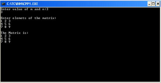 C++ program to read a matrix of size mxn from the keyboard and display the same on the screen