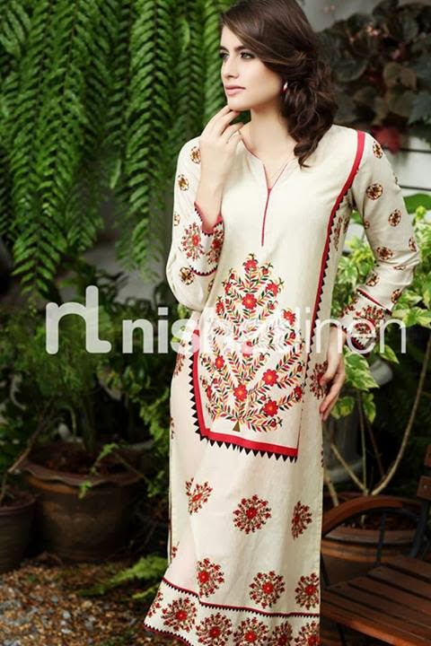 Nishat Linen Latest Embroidered and Printed Party Wear 2013/2014 Collection For Girls