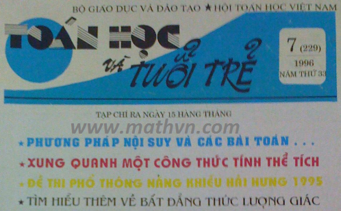 Tap chi toan hoc tuoi tre so 229 thang 7-1996