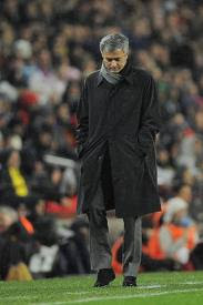 Mourinho at Camp Nou stadium sad after the defeat 5 to 0