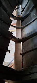 Looking at the space where the keel was from the inside