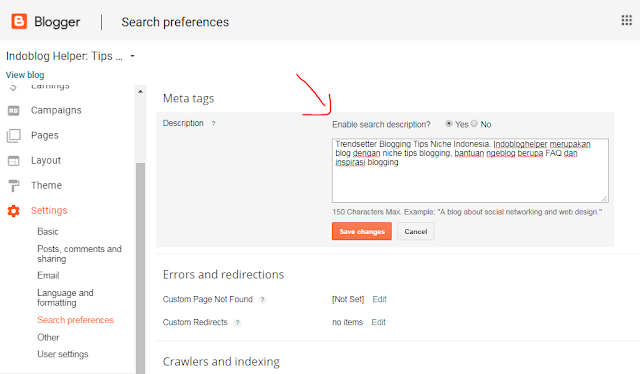  atau menu deskripsi pencarian hilang entah kemana Cara Memunculkan Search Description yang Hilang di Blogspot