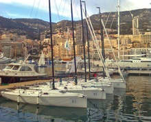 J/70s parked at Monte Carlo, Monaco yacht harbour