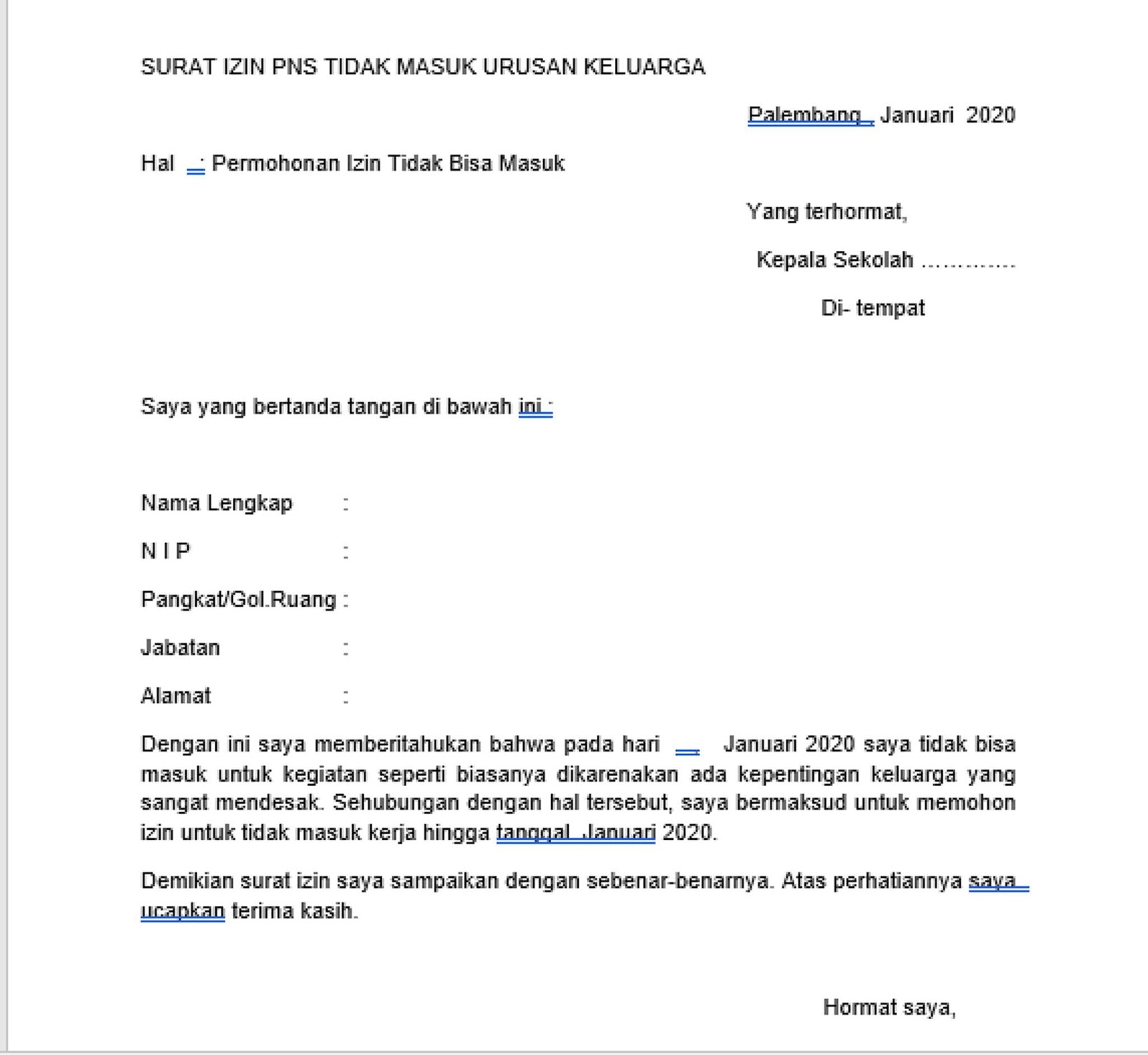 Contoh Surat Pelepasan Izin Keluar Penjara