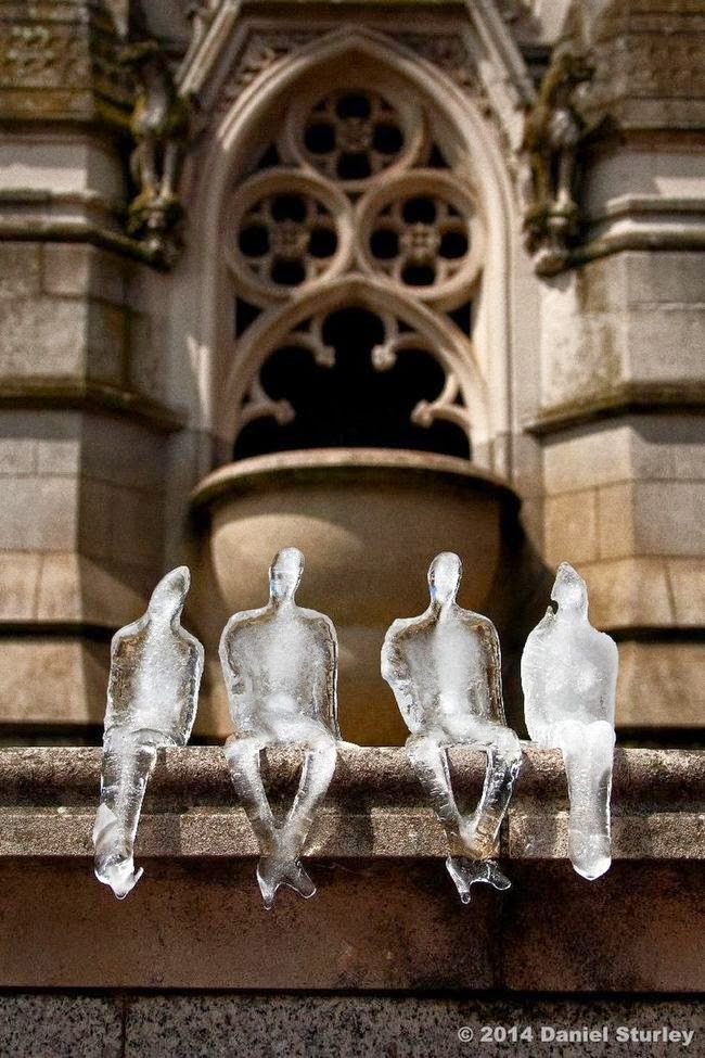 They solemnly looked on as they melted away in the sun. - To Commemorate WWI, This City Created A Powerful Temporary Ice Monument.