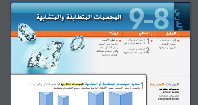 حل درس المجسمات المتطابقة والمتشابهة للصف العاشر