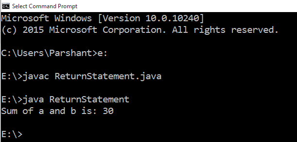 Java return statement