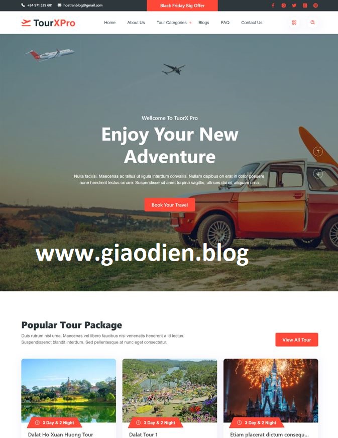 Template Blogspot kinh doanh tour du lịch