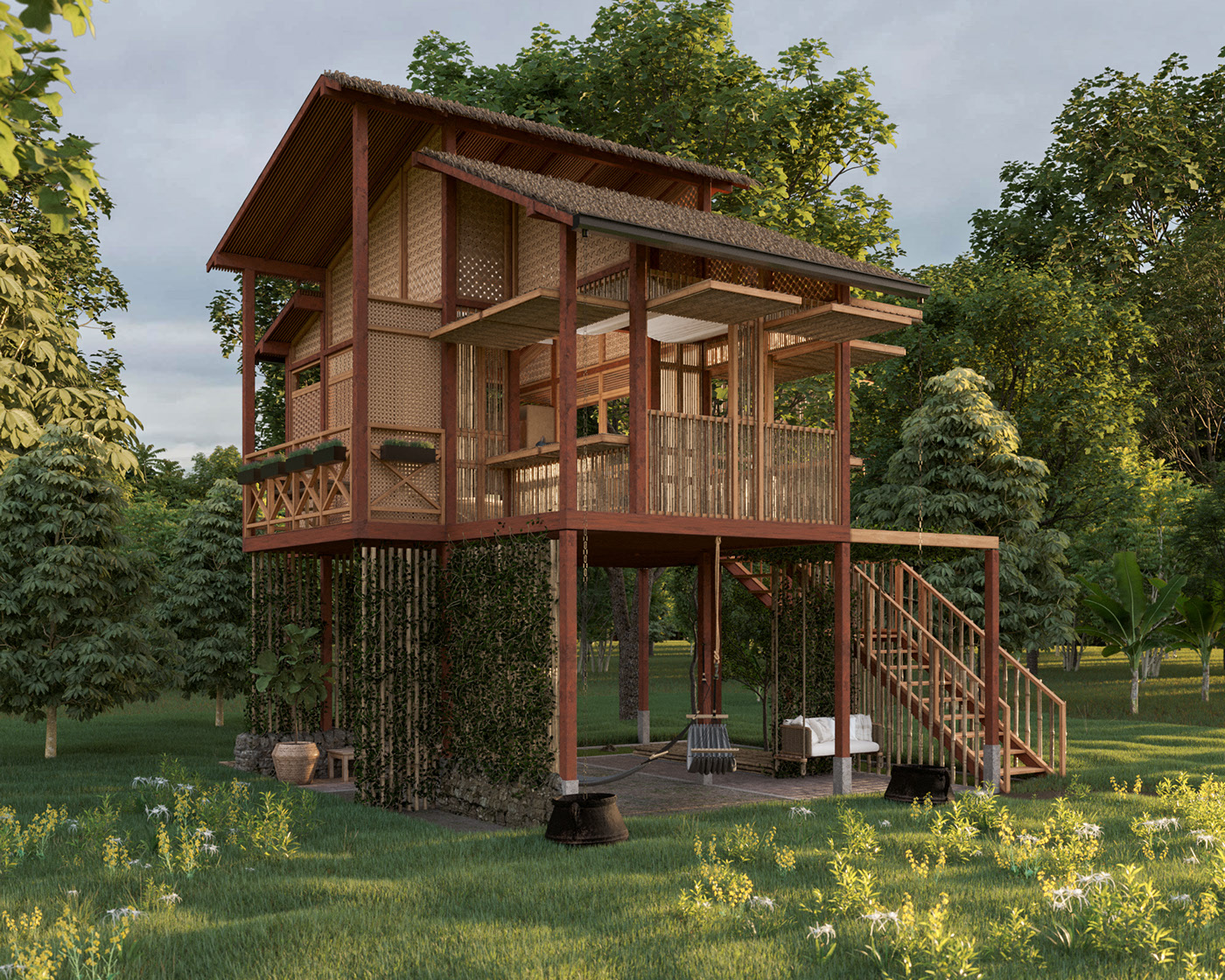 Desain Rumah Bambu Minimalis Modern Blog Dindin