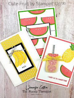 Stampin' Up!®'s Cute Fruit Stamp Set.  See blog for video & supply list.  #StampinUp #StampTherapist