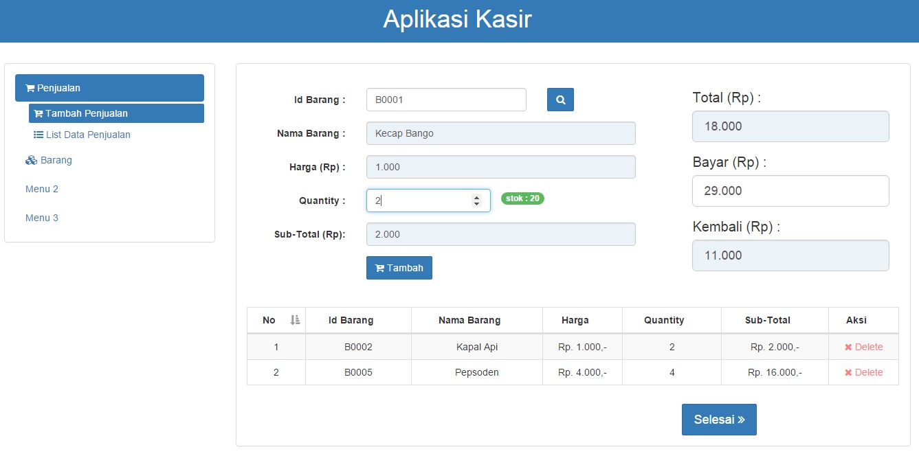 Download Contoh Aplikasi Kasir dengan Codeigniter