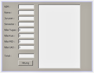  Interface pada program perhitungan nilai mata kuliah