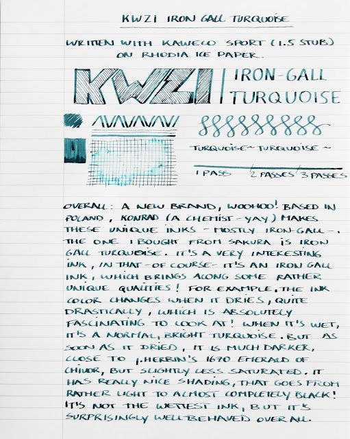 KWZI Iron-Gall Turquoise ink