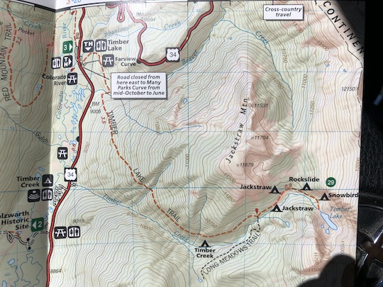 Map of Trail to Timber Lake in Rocky Mountain National Park