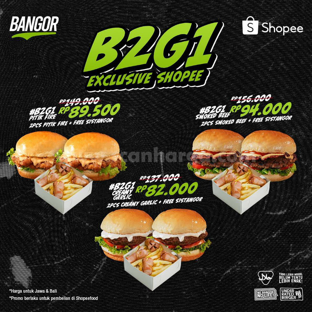 PROMO BURGER BANGOR SHOPEEFOOD – BELI 2 GRATIS 1