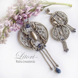 india set, silver pendant, earrings