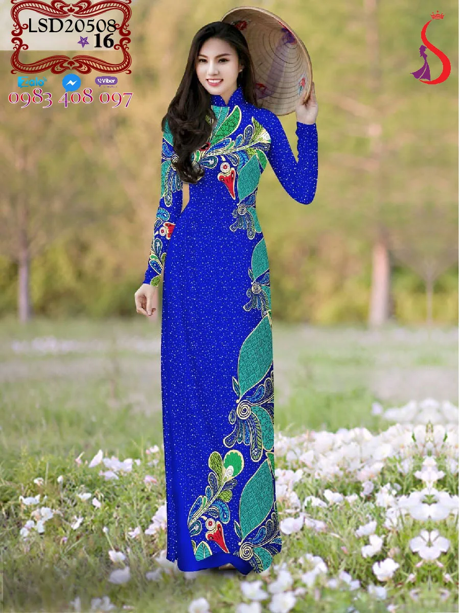Vóc dáng Rất Xinh Rất Duyên dáng với mẫu áo dài hoa 3d VSD495513