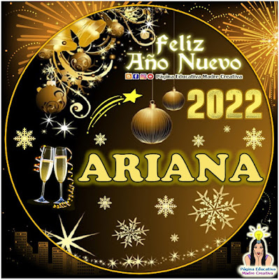 Nombre ARIANA por Año Nuevo 2022 - Cartelito mujer