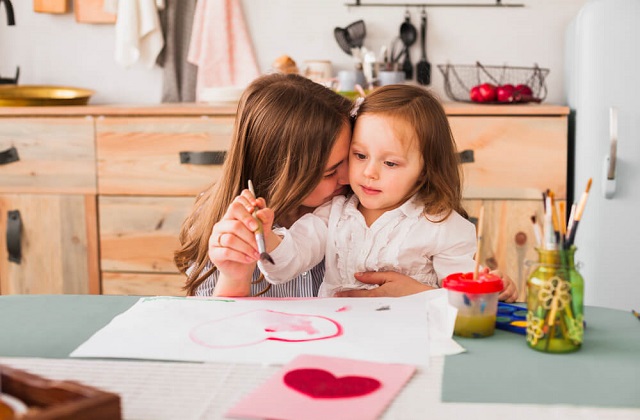 Mom and daughter making cute Valentine's Day DIY Gift Ideas