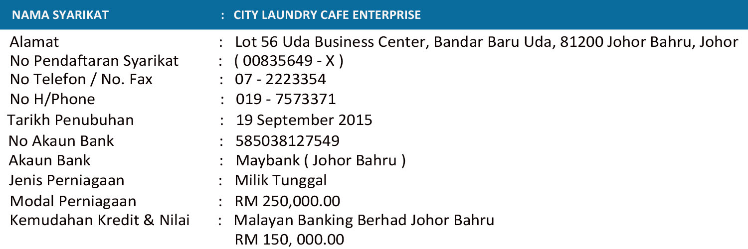 4in1 City Laundry Cafe PROFIL SYARIKAT 