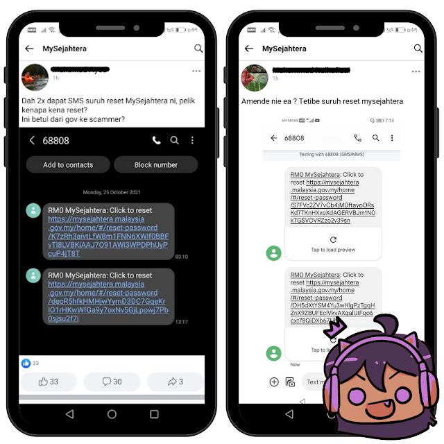 MySejahtera : Scammer Reset Password