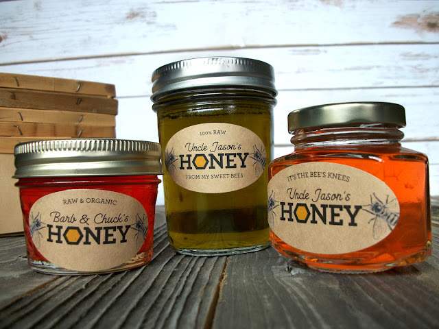 Custom Kraft Honeycomb Oval Honey Mason Jar Labels