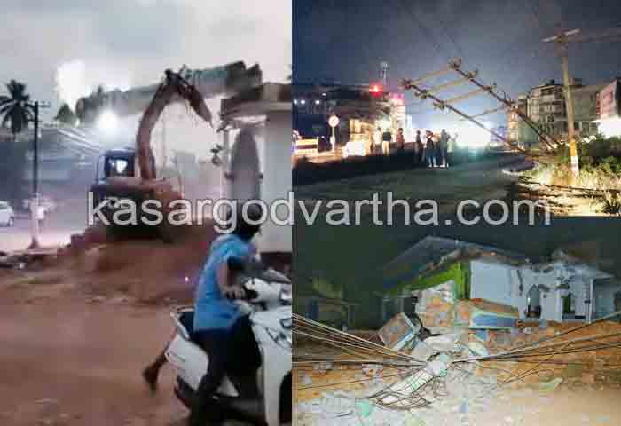 Latest-News, Kerala, Kasaragod, Top-Headlines, Tragedy, Electric Post, Electricity, Accident, Video, Development Project, Kasaragod city shocked by unexpected accident in evening.