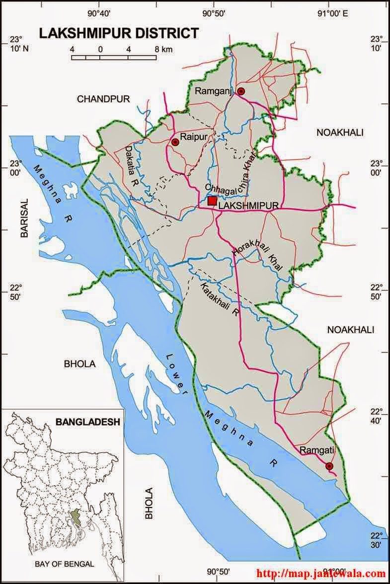 lakshmipur zila map of bangladesh