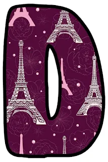 Abecedario Morado con Torre Eifel.