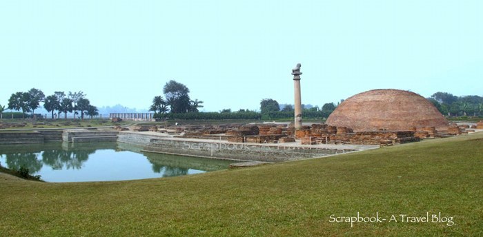 Ashoka Pillar, Ananda Stupa, Ramkund in Kutagarasala Vihara in Kolhua Bihar