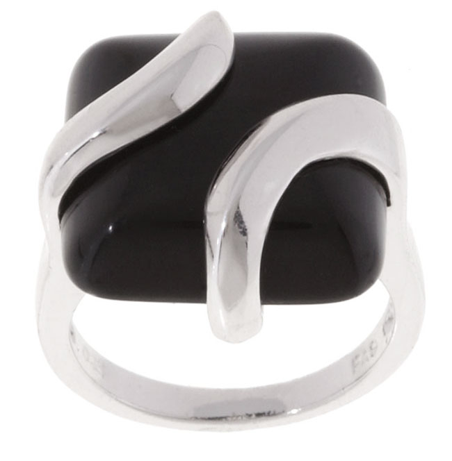 Sterling Silver Square Black Onyx Ring