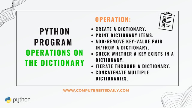 dictionary operations in python dictionary in python example how to create a dictionary in python dictionary and its operations in python